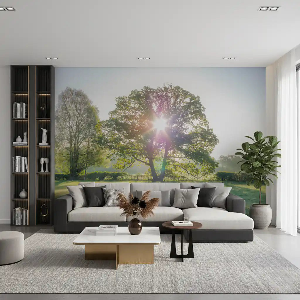Golden Hour Meadow Canopy Wall Mural