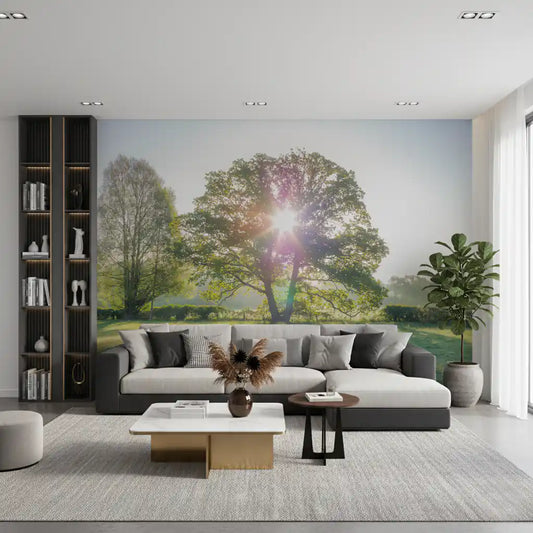 Sunburst breaking through leaves on Meadow Canopy wall mural, GD11432