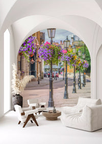 English Garden Street Vista Wall Mural