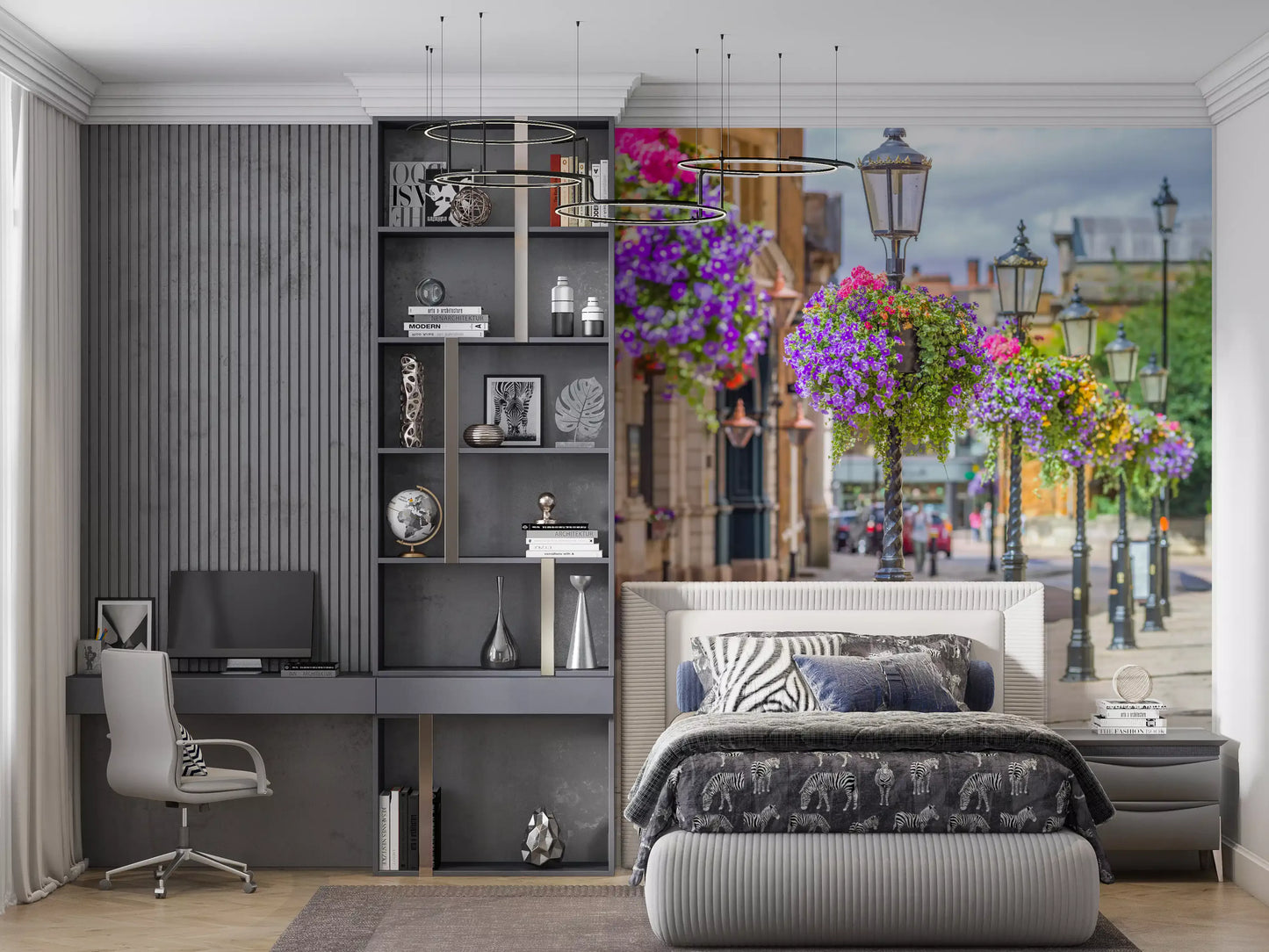 English Garden Street Vista Wall Mural