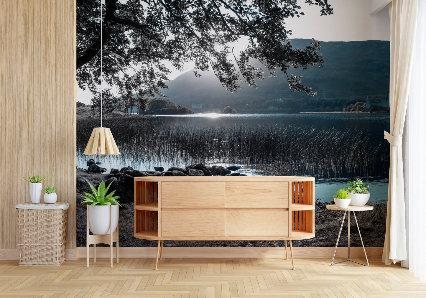 Misty Mountain Lake Retreat Wall Mural