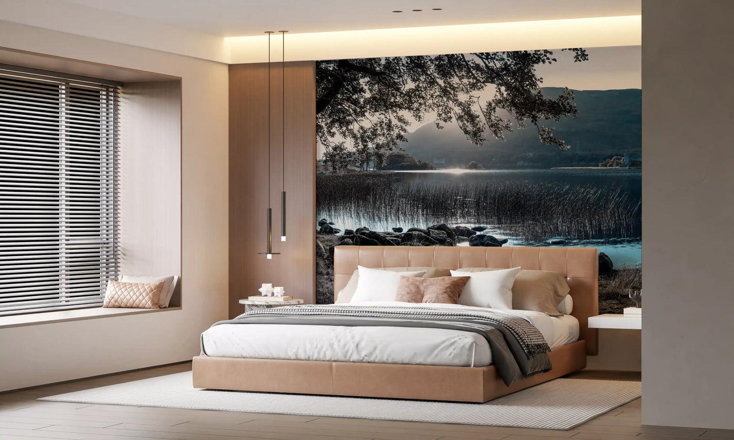 Misty Mountain Lake Retreat Wall Mural