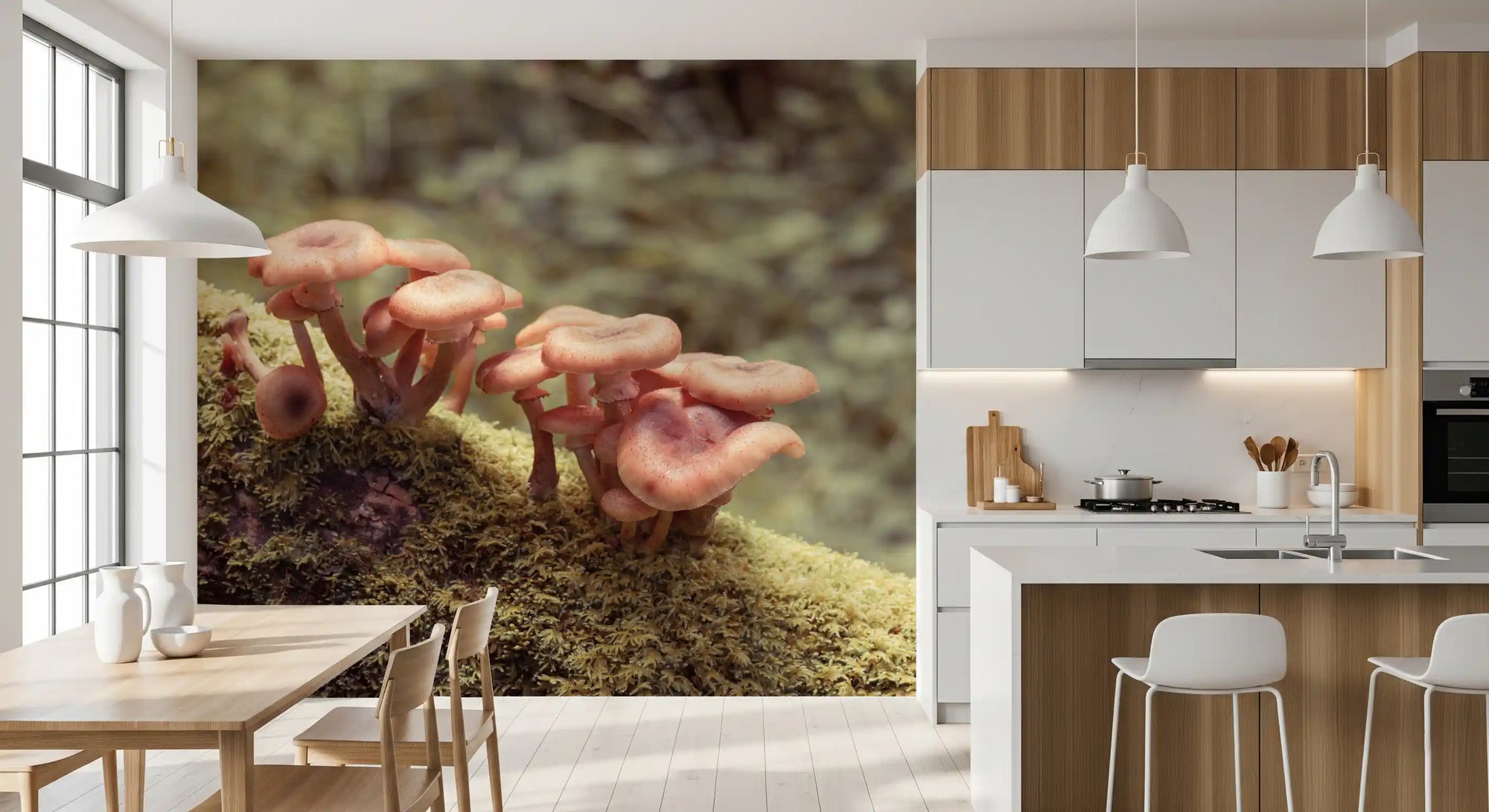 Mossy woodland floor wall mural for a quiet kitchen and dining area GD11438
