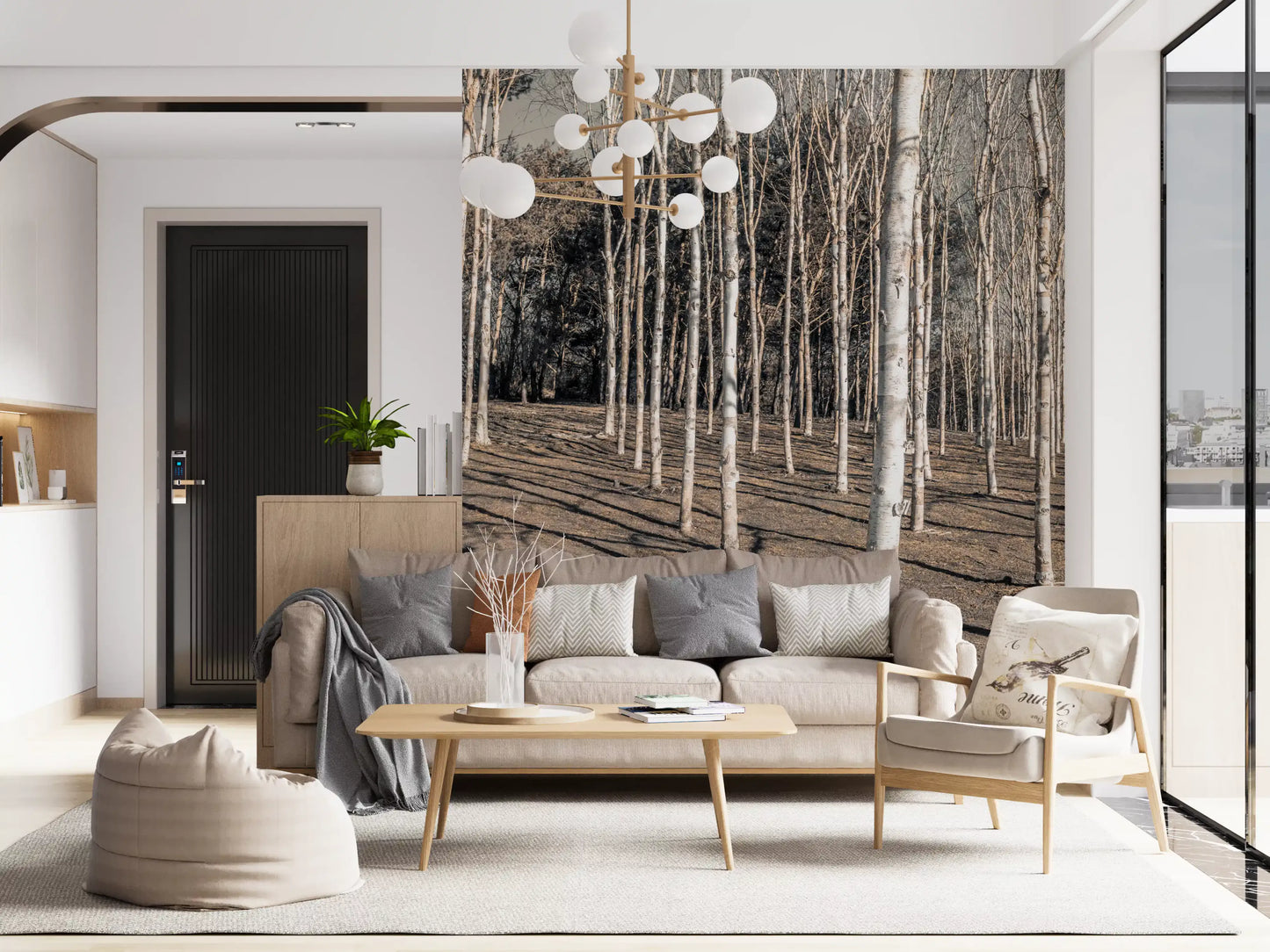 Winter Woodland Shadow Path Wall Mural
