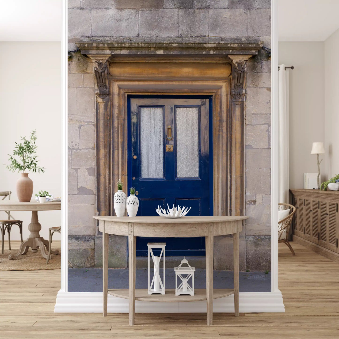 Stone Archway and Deep Blue Entry Wall Mural