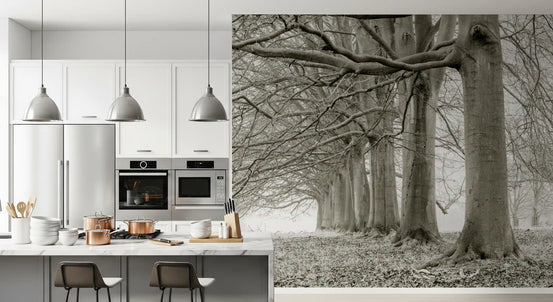 Sepia trees of an Ethereal Forest Canopy wall mural calm a kitchen GD11450
