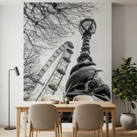 London Landmark Observation Wheel and Lamppost Wall Mural