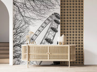 London Landmark Observation Wheel and Lamppost Wall Mural