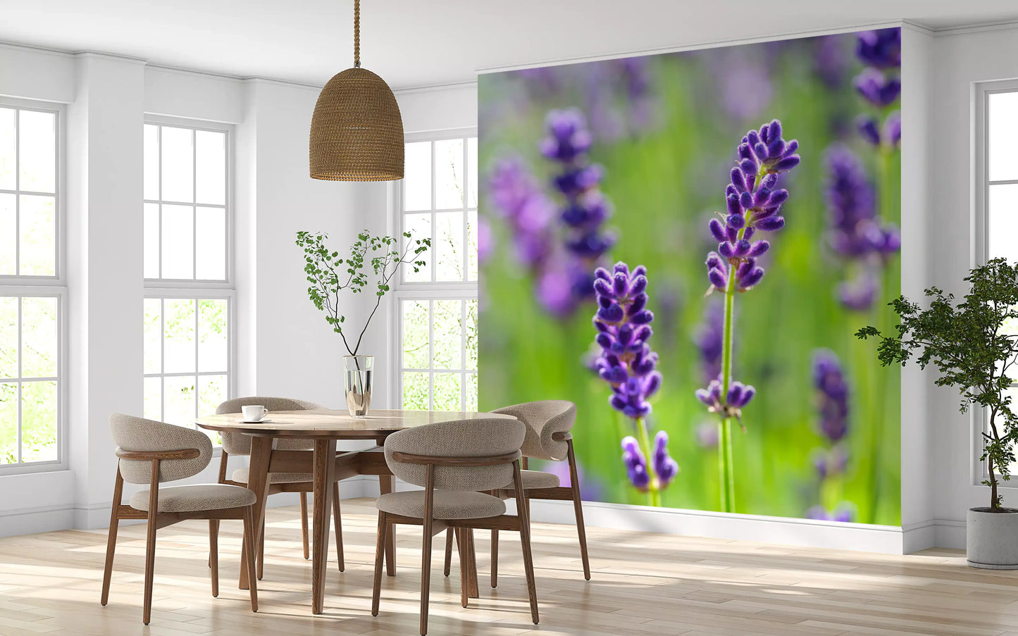Ethereal Purple Blossom Stems Wall Mural