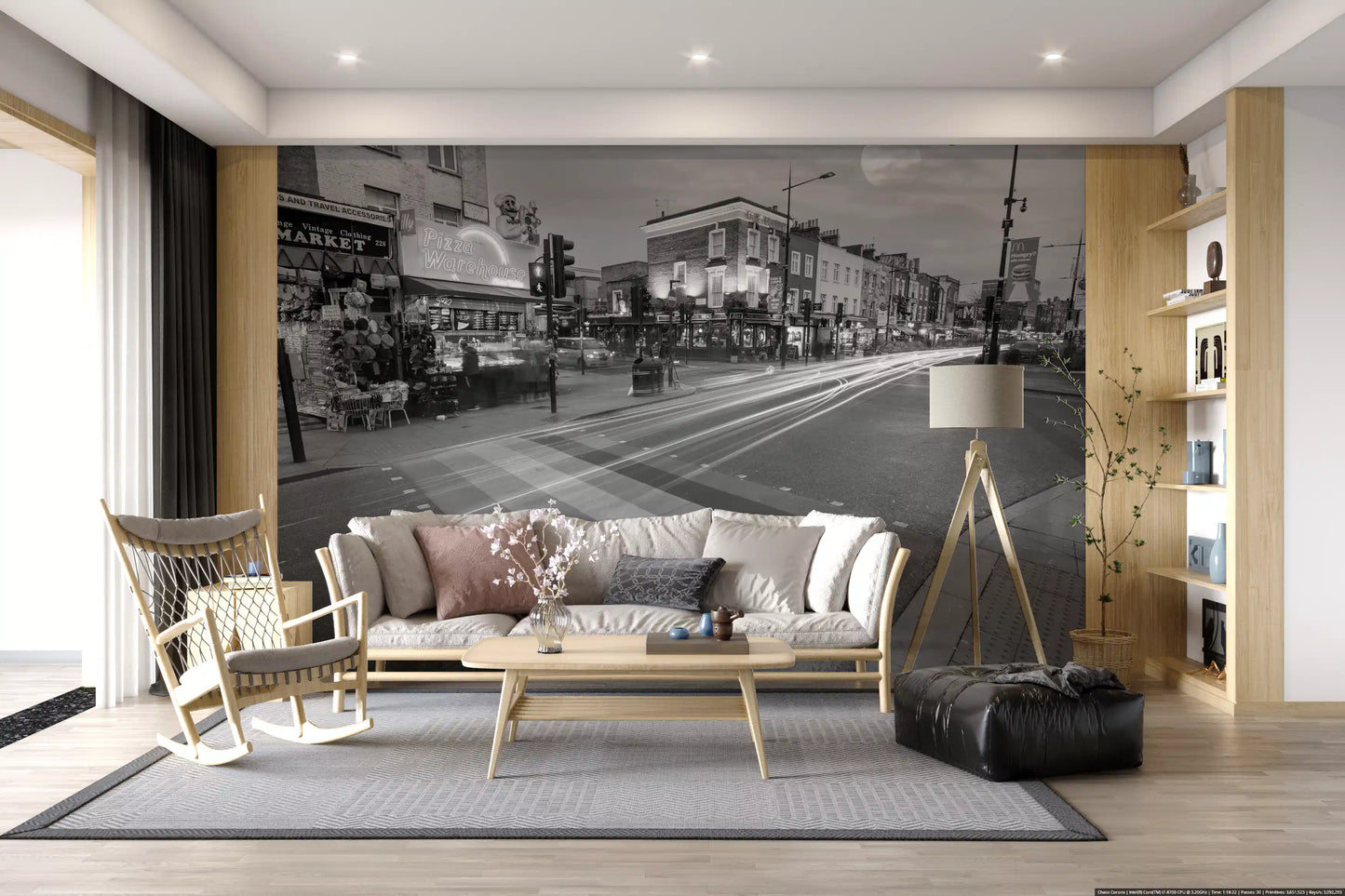 Urban Night Lights Street Scene Wall Mural