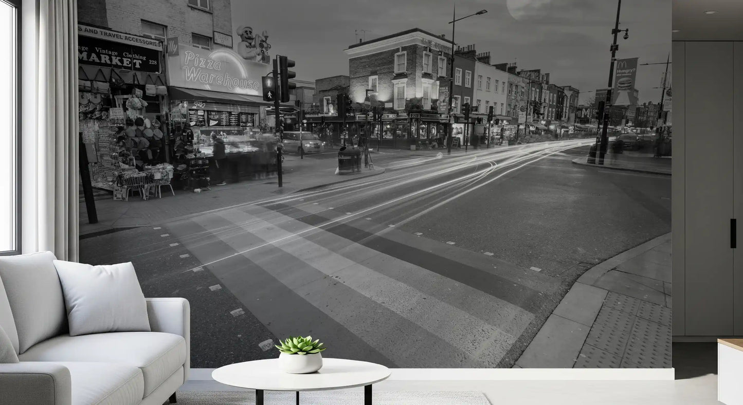 Urban Night Lights Street Scene Wall Mural