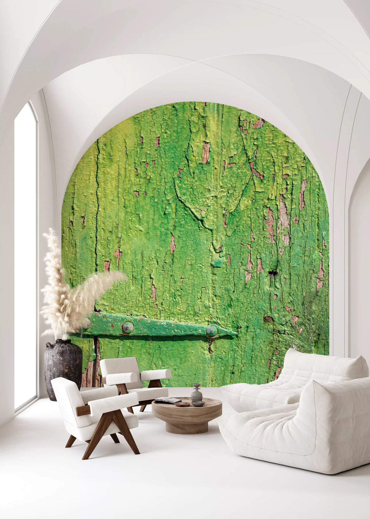 Rustic Industrial Green Wood Hinge Wall Mural