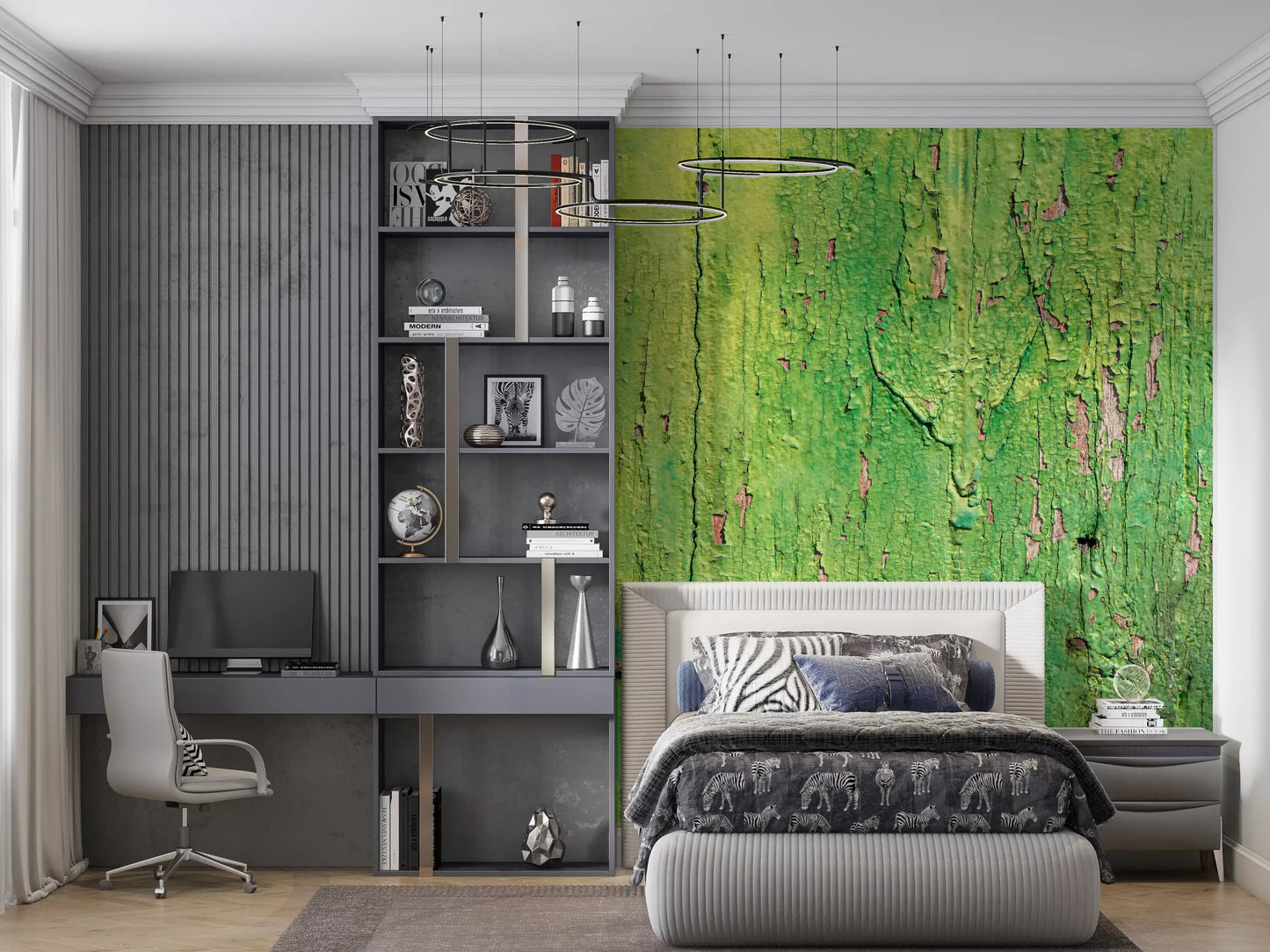 Rustic Industrial Green Wood Hinge Wall Mural