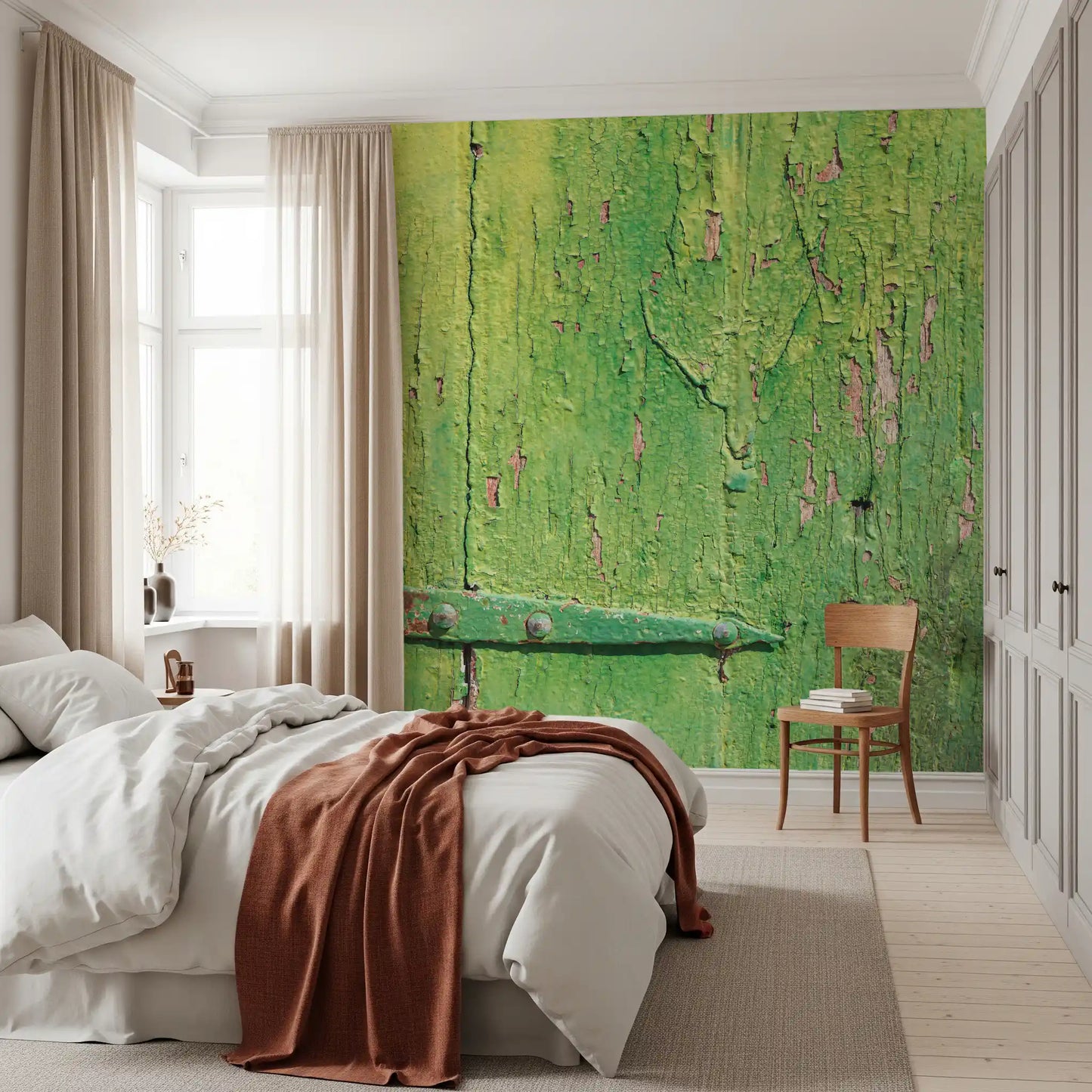Rustic Industrial Green Wood Hinge Wall Mural