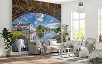 Stone Archway Waterside View Wall Mural