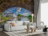 Stone Archway Waterside View Wall Mural