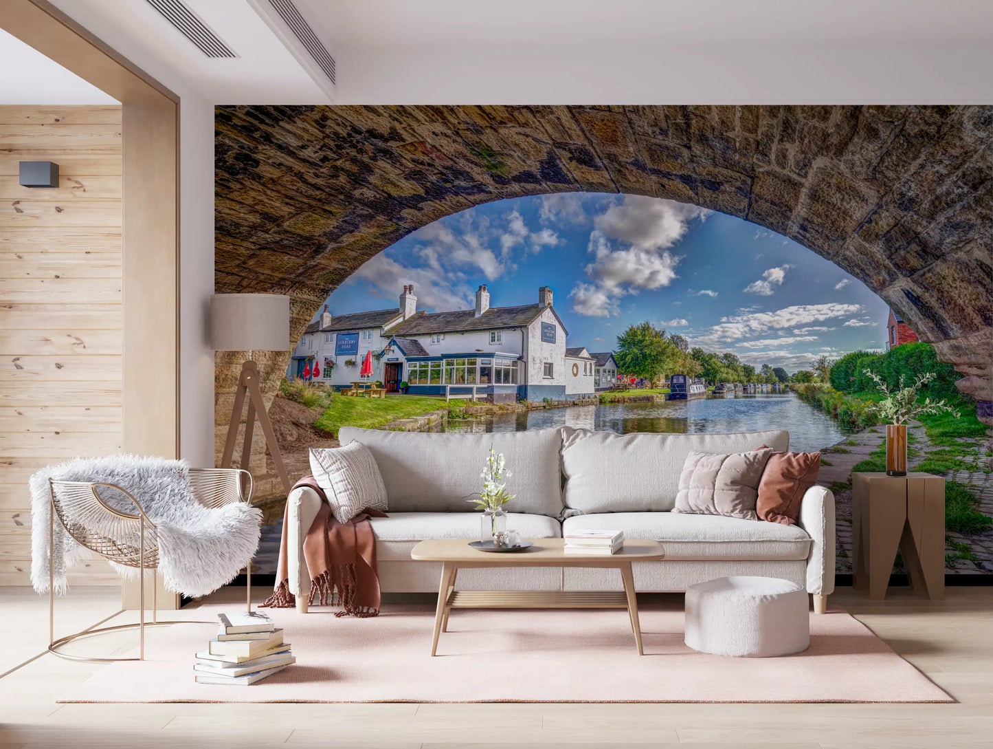Stone Archway Waterside View Wall Mural