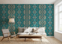 Teal & Gray Intricate Abstract Ornamental Wallpaper  -  AMBER DESIGN WALLPAPER