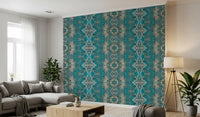Teal & Gray Intricate Abstract Ornamental Wallpaper  -  AMBER DESIGN WALLPAPER