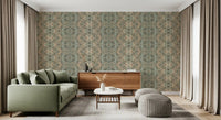 Peach & Sage Contemporary Abstract Botanical Wallpaper - AMBER DESIGN  Wallpaper⁠