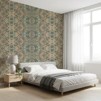 Peach & Sage Contemporary Abstract Botanical Wallpaper - AMBER DESIGN  Wallpaper⁠