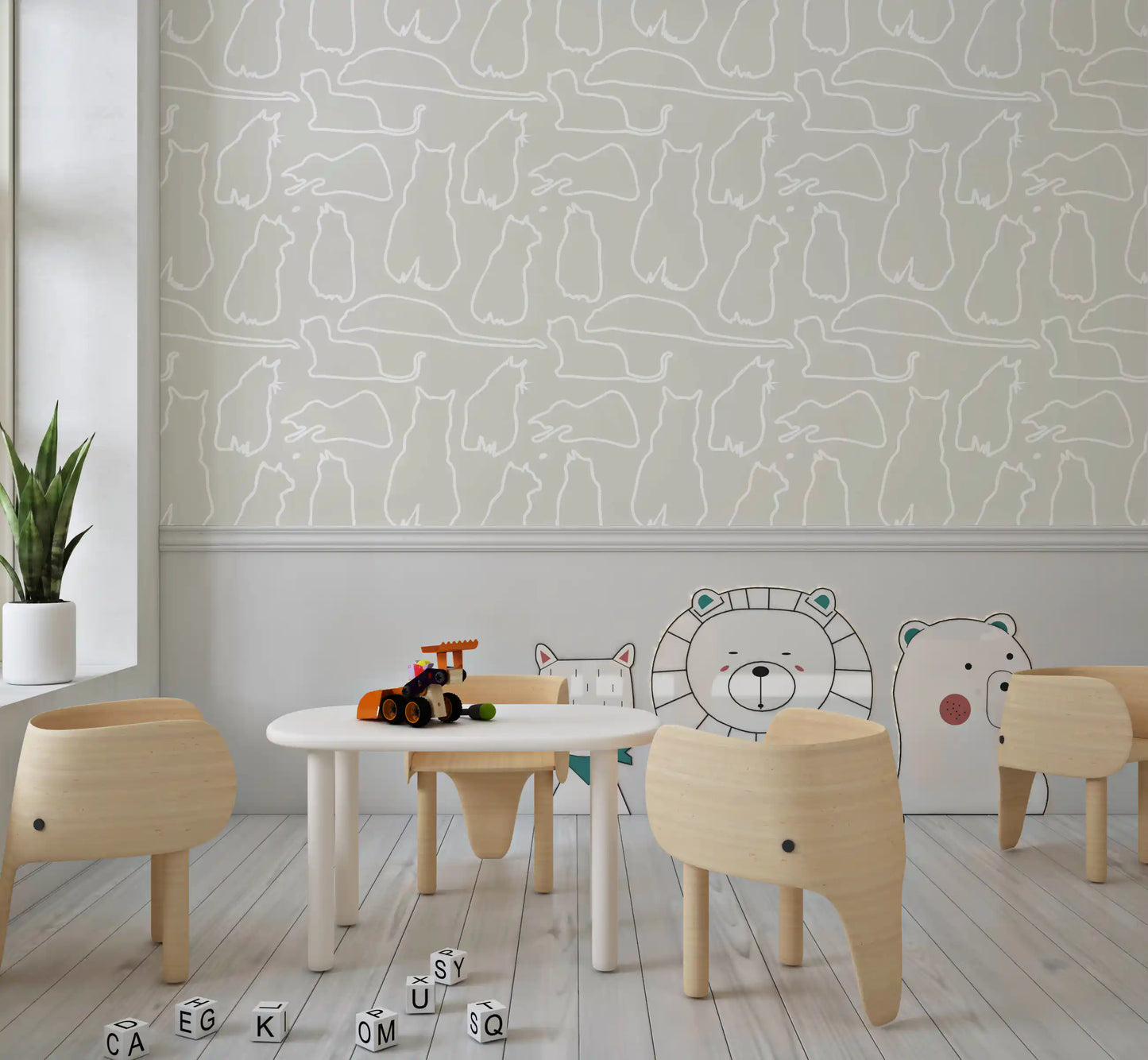 Munki and the Spot - Beige Wallpaper⁠