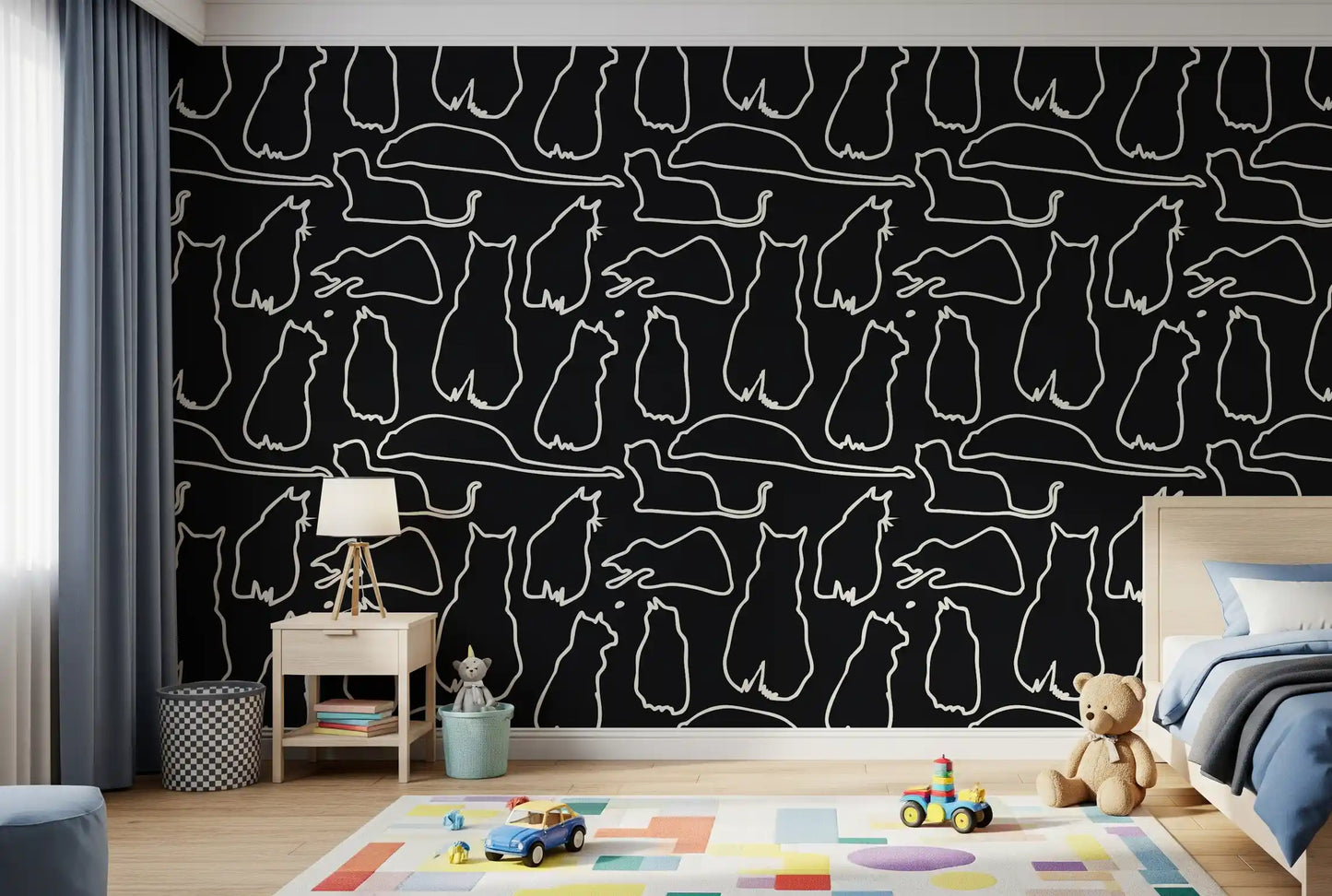 Munki and the Spot - Black Paper & Cream Wallpaper⁠