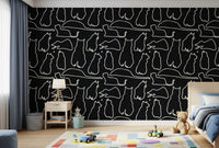 Munki and the Spot - Black Paper & Cream Wallpaper⁠