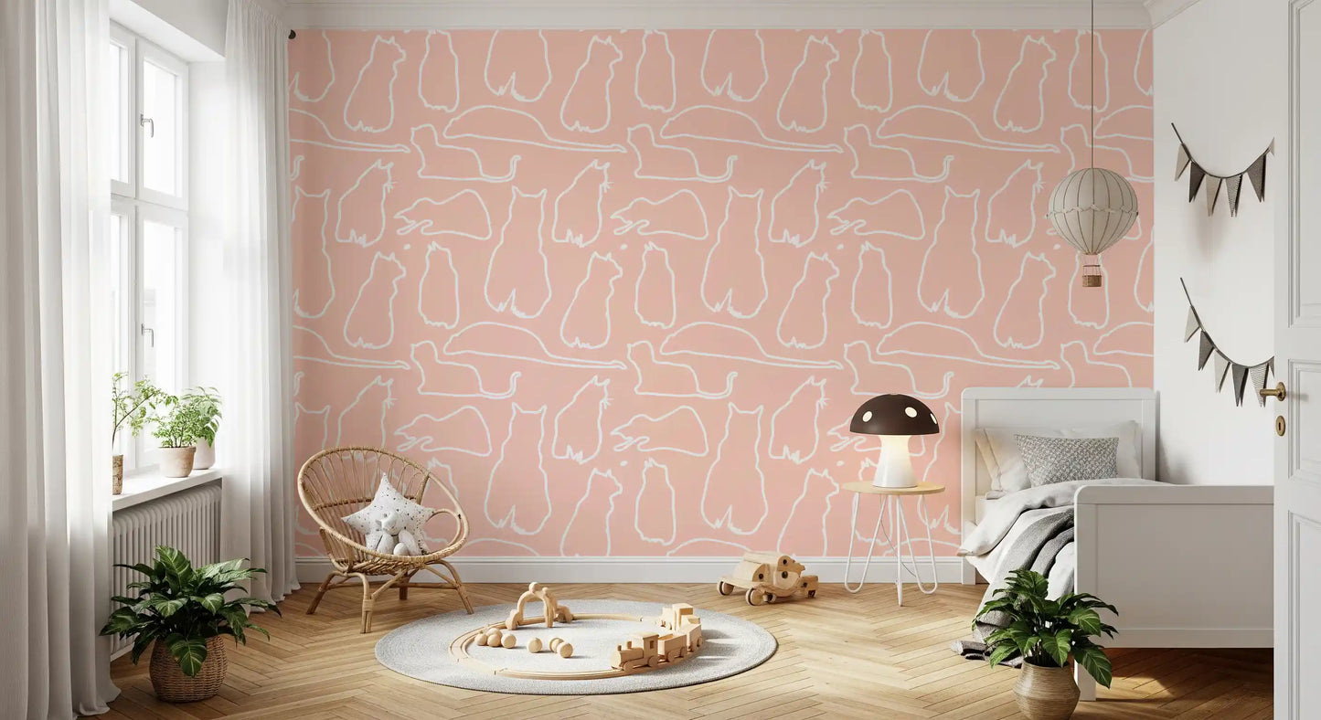 Munki and the Spot - Blush Pink Wallpaper⁠