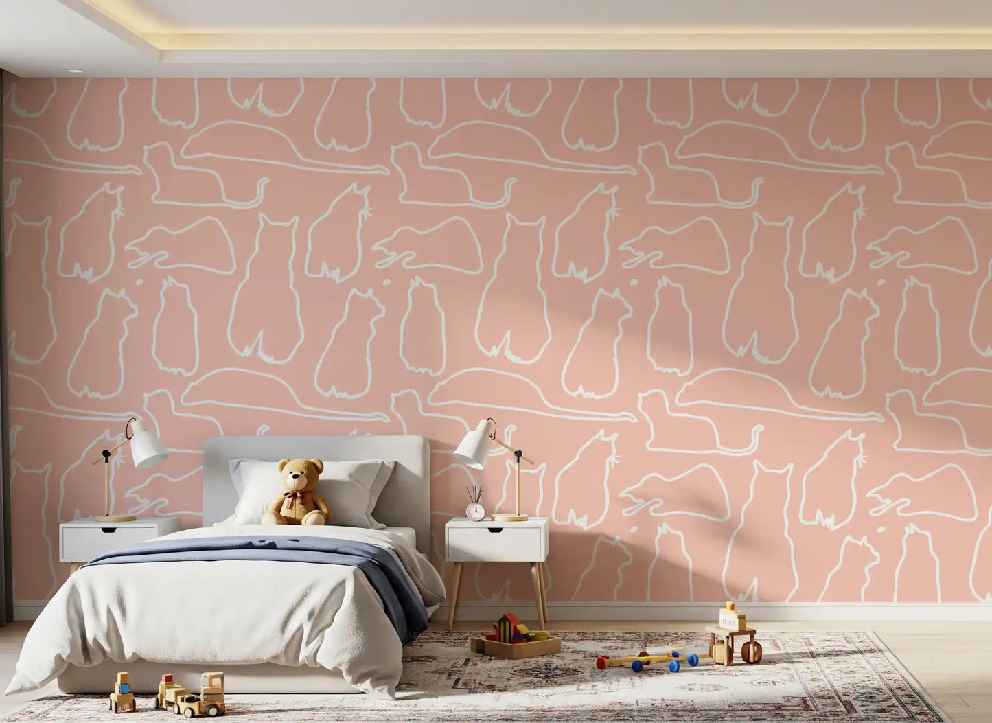 Munki and the Spot - Blush Pink Wallpaper⁠