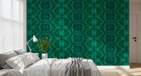 Emerald Green Geometric Lattice Wallpaper - AMBER DESIGN wallpaper Wallpaper⁠