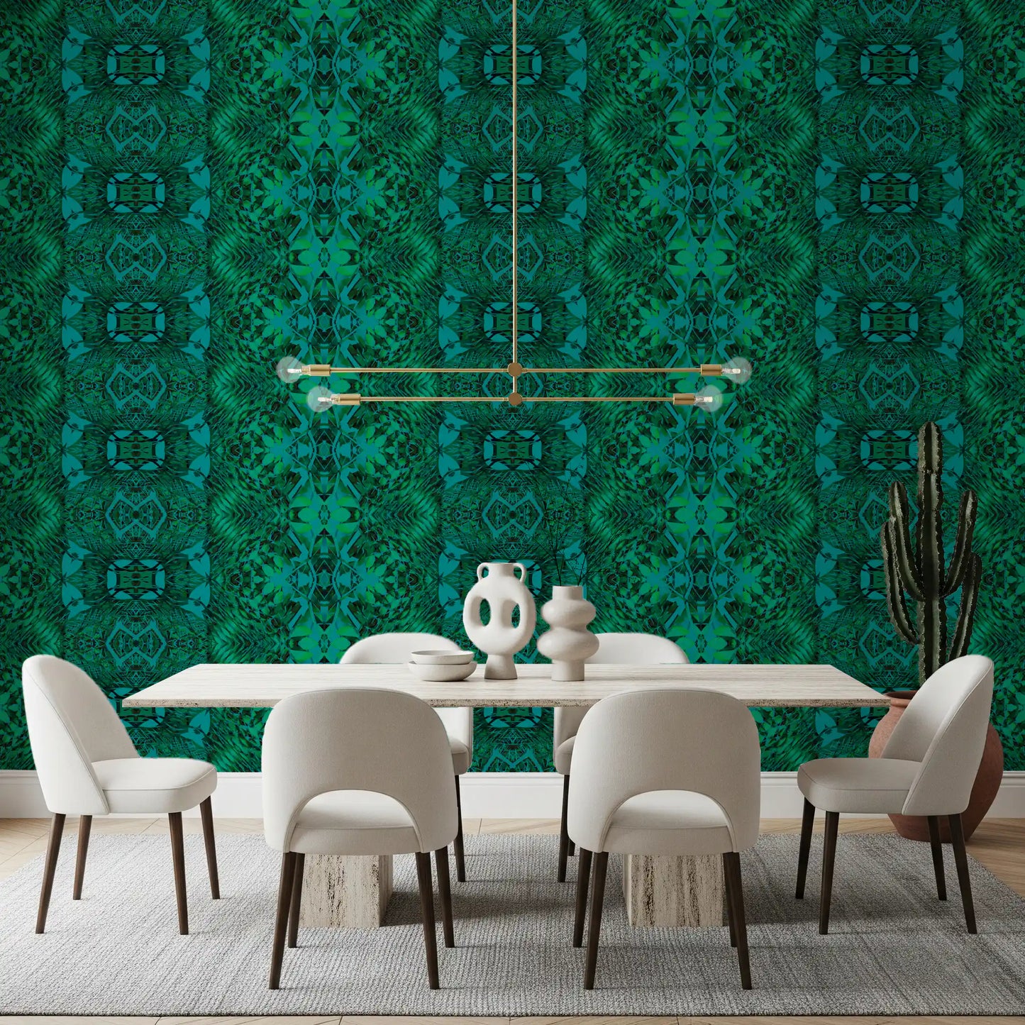 Emerald Green Geometric Lattice Wallpaper - AMBER DESIGN wallpaper Wallpaper⁠