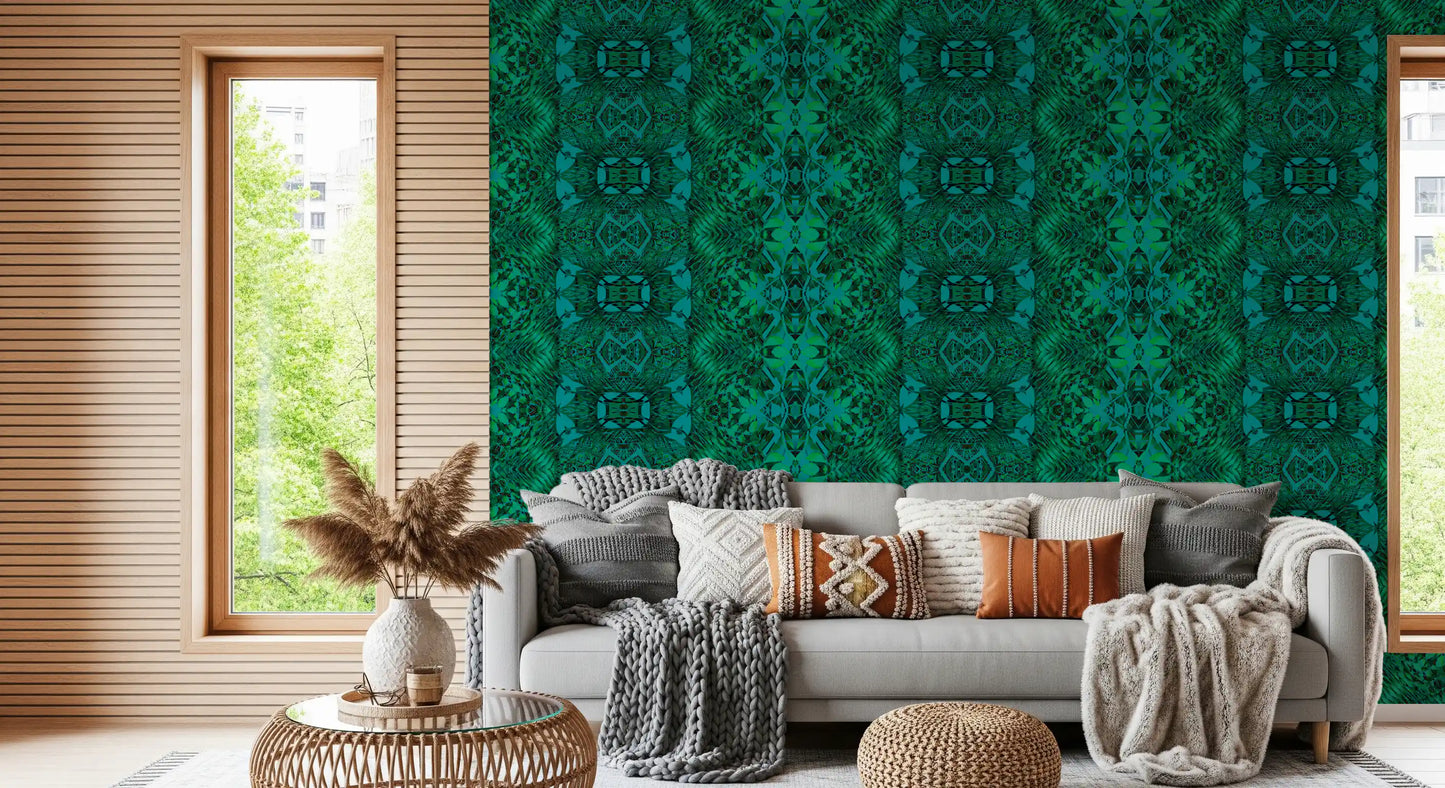 Emerald Green Geometric Lattice Wallpaper - AMBER DESIGN wallpaper Wallpaper⁠