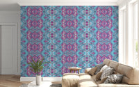 Magenta & Turquoise Abstract Ornamental Lattice Wallpaper - AMBER DESIGN Wallpaper Wallpaper⁠