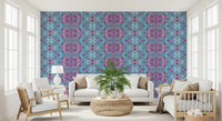 Magenta & Turquoise Abstract Ornamental Lattice Wallpaper - AMBER DESIGN Wallpaper Wallpaper⁠
