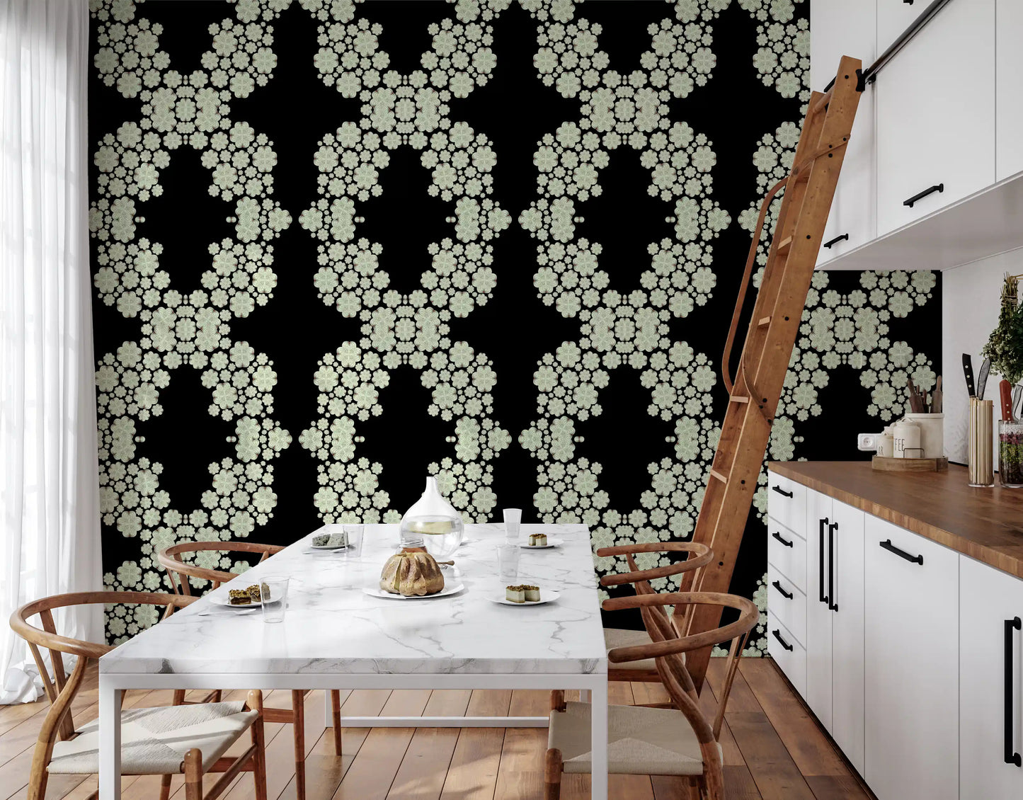 Ivory & Black Floral Vine Wallpaper -  CARDAMINE DESIGN  Wallpaper⁠
