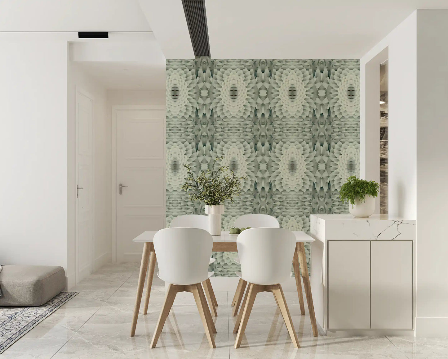 Sculptural Geometric Floral Wallpaper - GARDENIA DESIGN Wallpaper⁠