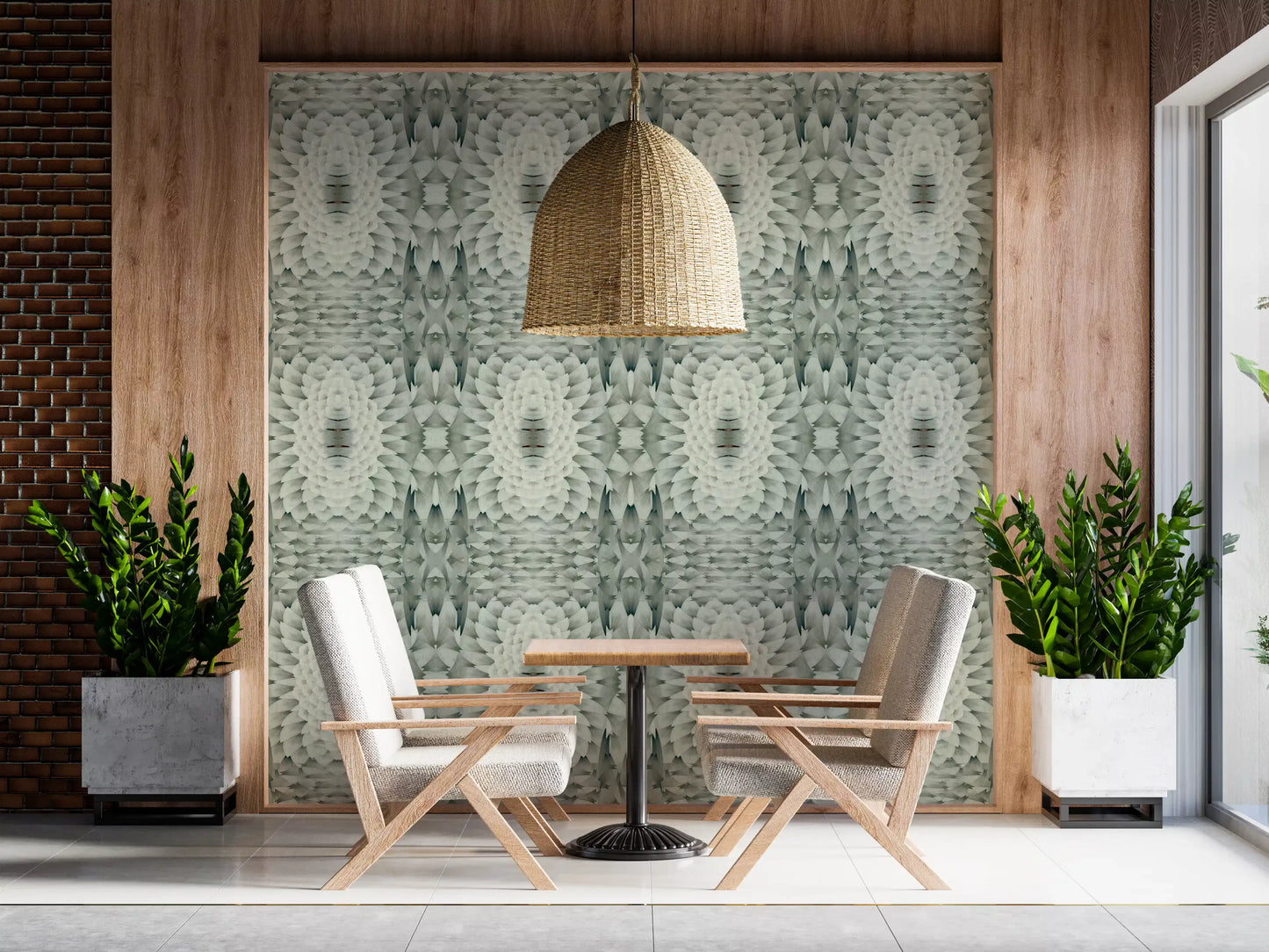 Sculptural Geometric Floral Wallpaper - GARDENIA DESIGN Wallpaper⁠
