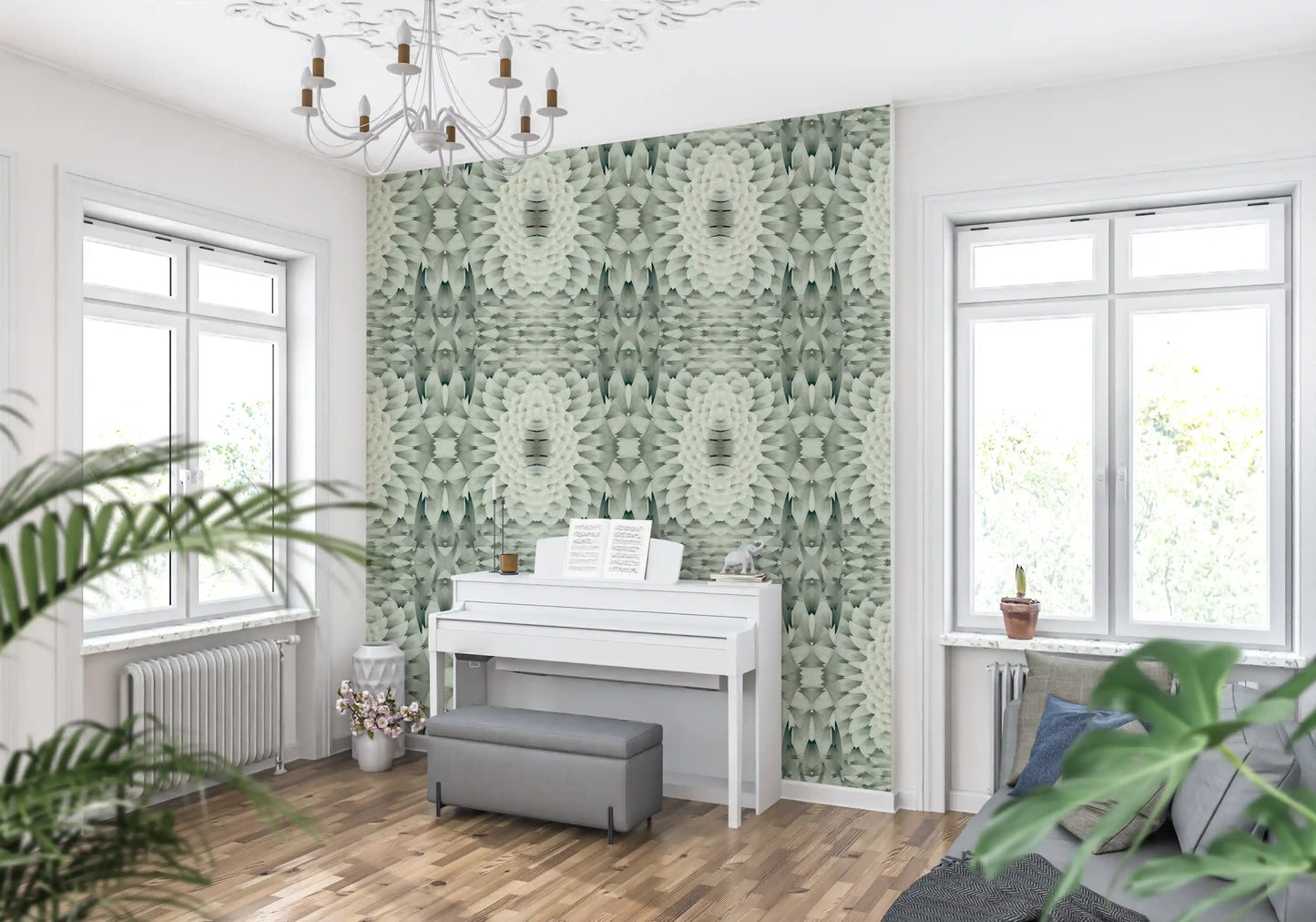 Sculptural Geometric Floral Wallpaper - GARDENIA DESIGN Wallpaper⁠