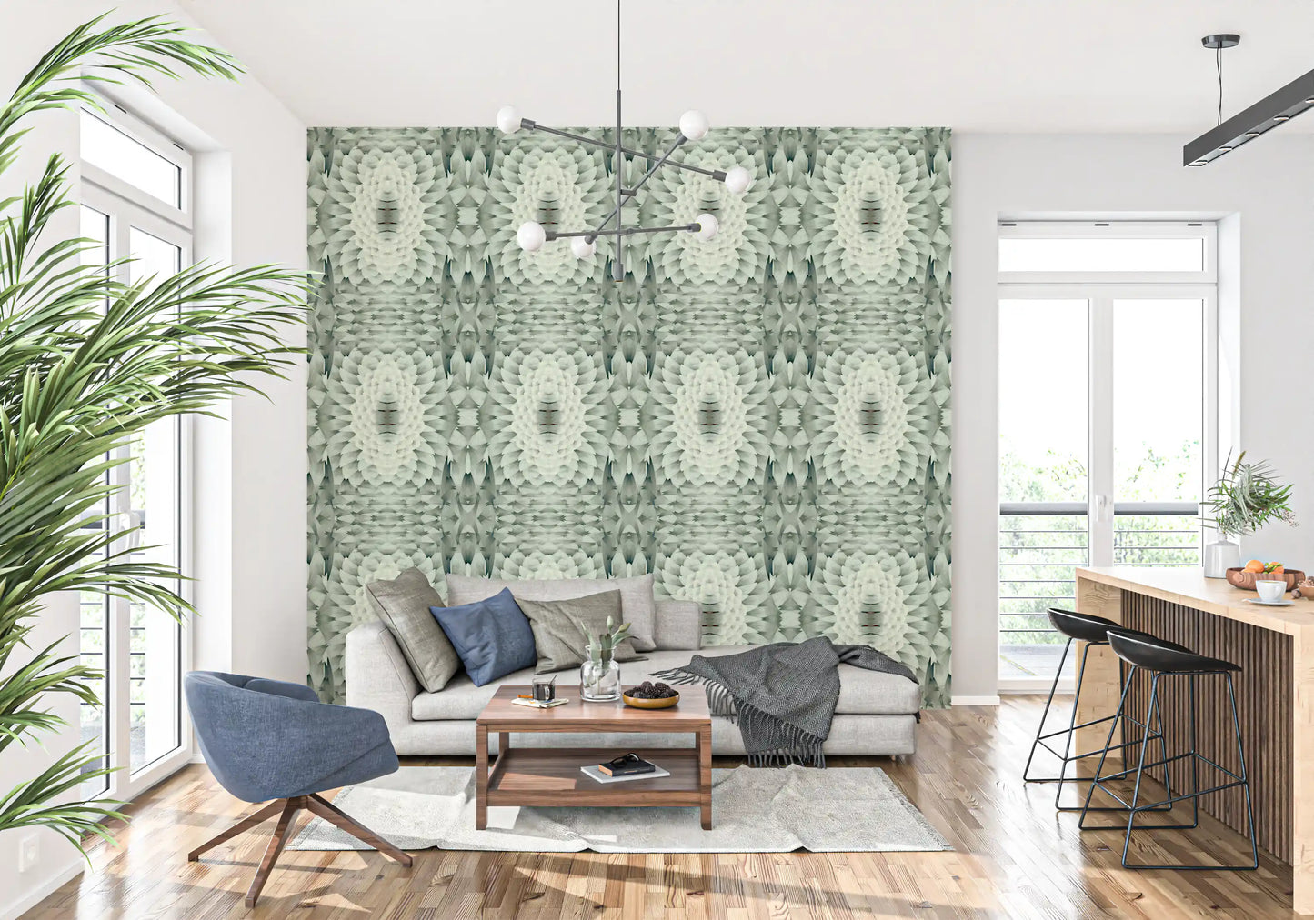 Sculptural Geometric Floral Wallpaper - GARDENIA DESIGN Wallpaper⁠