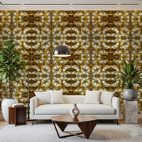 Brown and Gold Geometric Bloom Wallpaper - IKEBANA DESIGN Wallpaper⁠