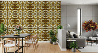 Brown and Gold Geometric Bloom Wallpaper - IKEBANA DESIGN Wallpaper⁠