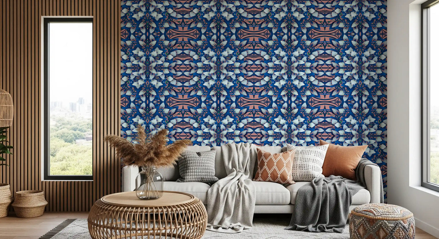 Pink & Blue Geometric Bloom Wallpaper - IKEBANA DESIGN Wallpaper⁠