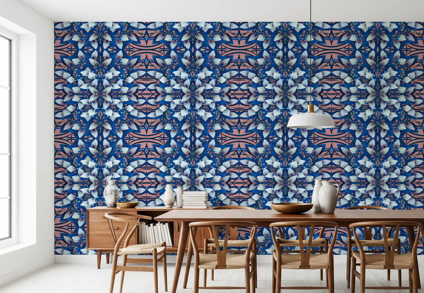 Pink & Blue Geometric Bloom Wallpaper - IKEBANA DESIGN Wallpaper⁠