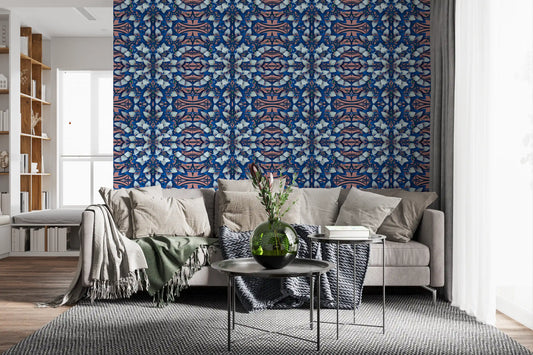 Pink & Blue Geometric Bloom - IKEBANA Wallpaper⁠