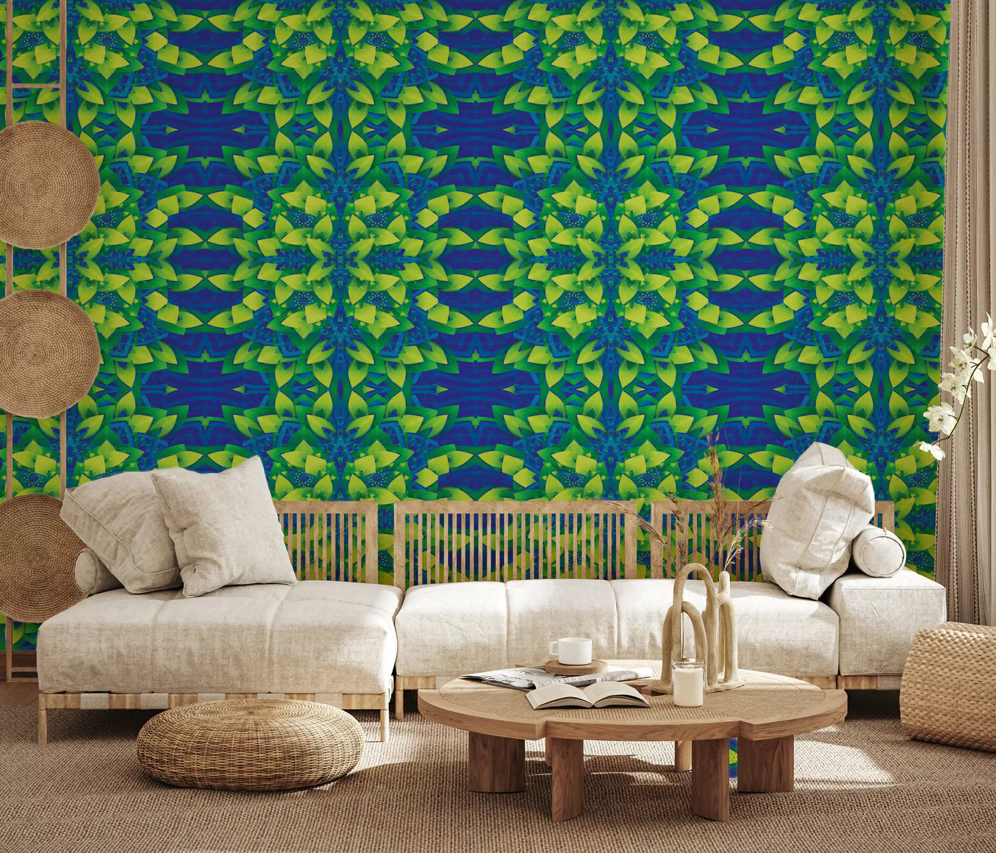 Electric Lime Geometric Bloom Wallpaper - IKEBANA DESIGN Wallpaper⁠