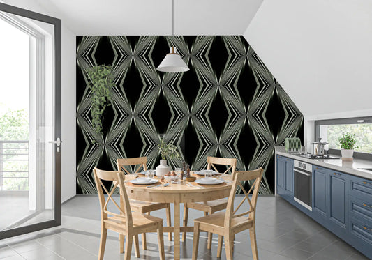 Black and White Geometric Diamond Prism - MALCOLM Wallpaper⁠