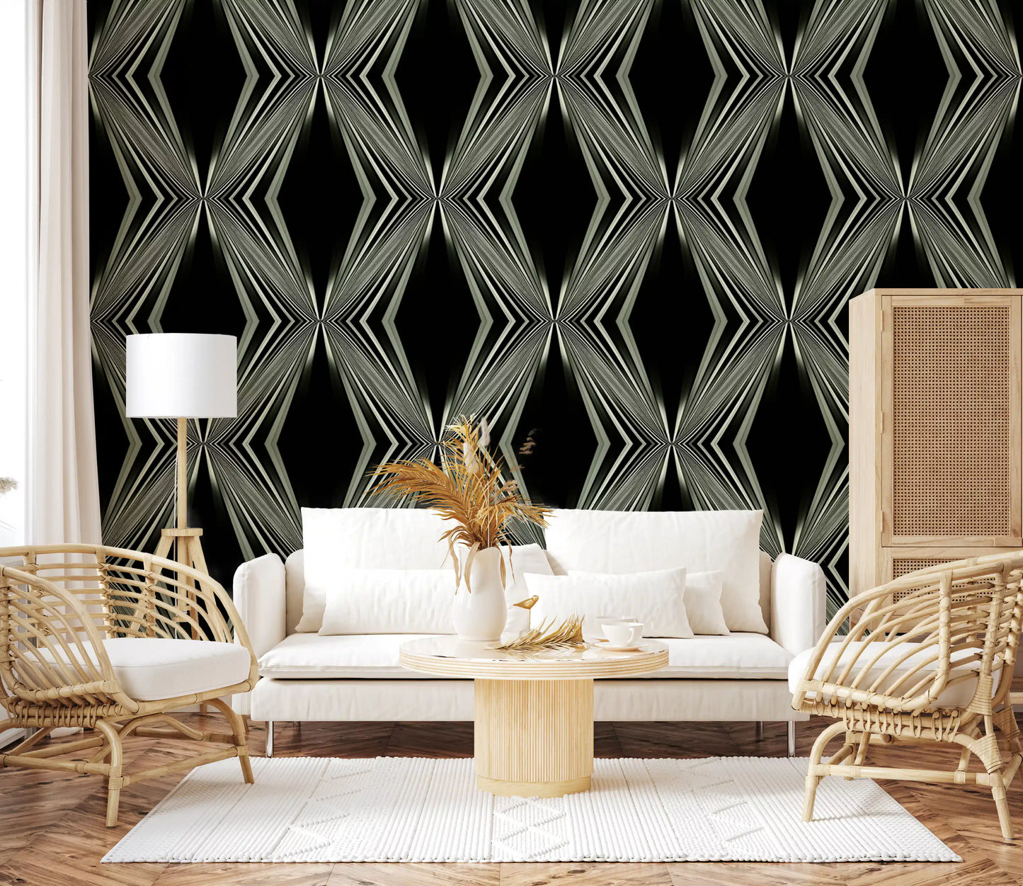 Black and White Geometric Diamond Prism - MALCOLM Wallpaper⁠