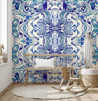 Blue & Teal Contemporary Ornamental Tile -  ANDORRA Wall Mural Wall Mural