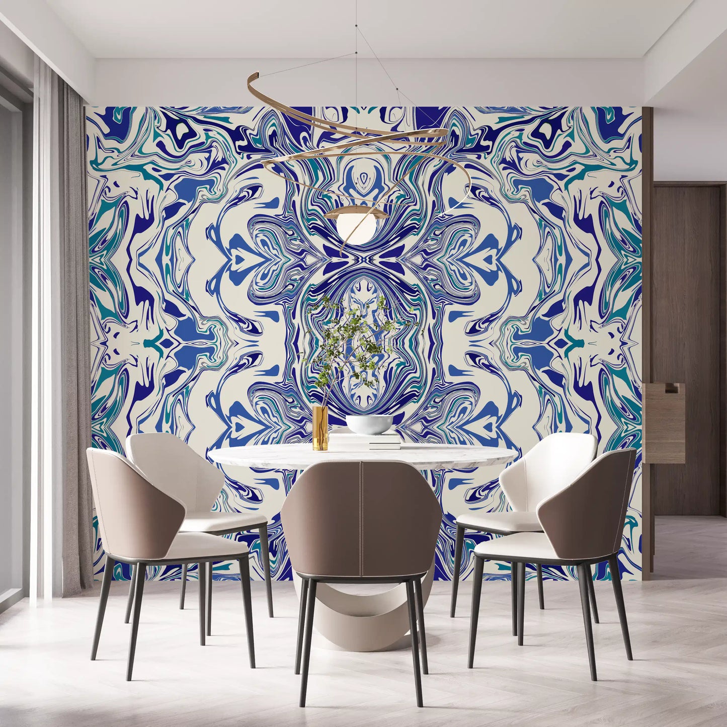 Blue & Teal Contemporary Ornamental Tile -  ANDORRA Wall Mural Wall Mural